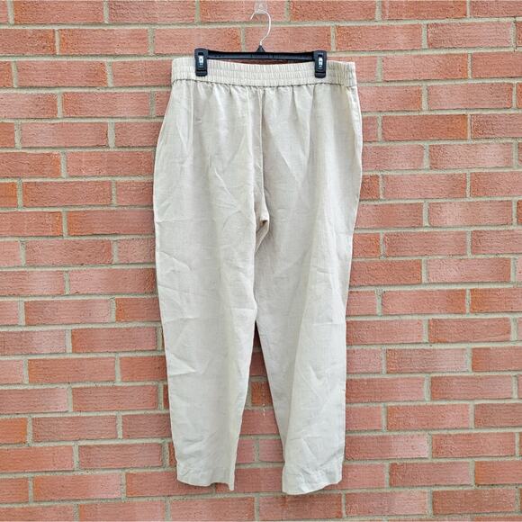 Eileen Fisher Organic Linen Tapered Pant Cream Oatmeal size Large - Picture 2 of 6